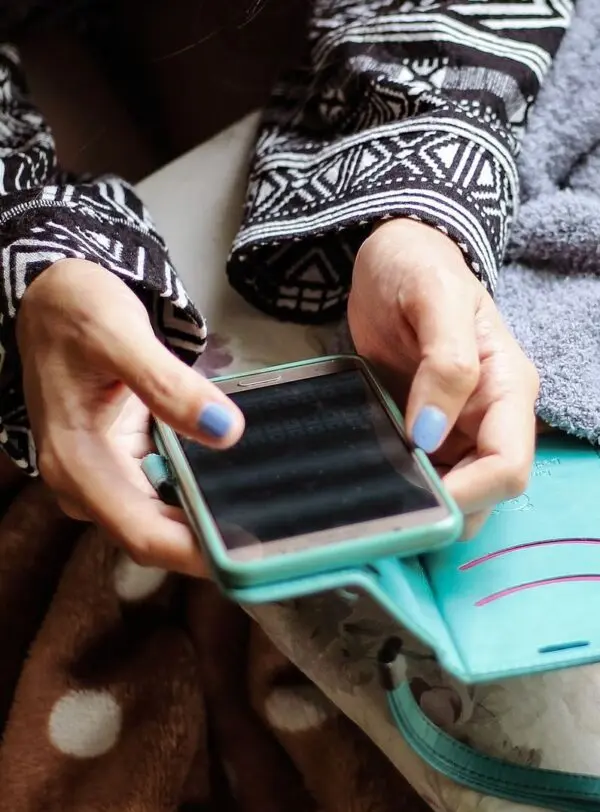 A woman using a phone